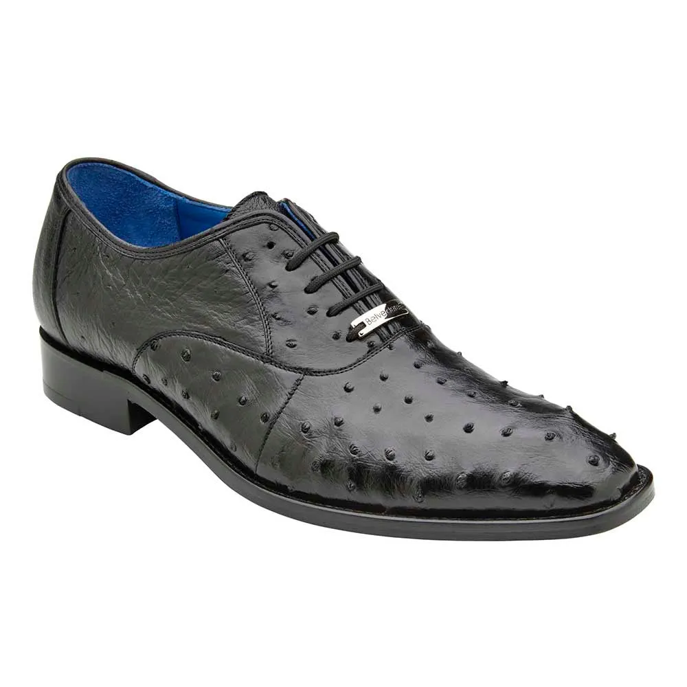 Belvedere Orlando Men's Formal Oxfords Black Genuine Ostrich Shoes