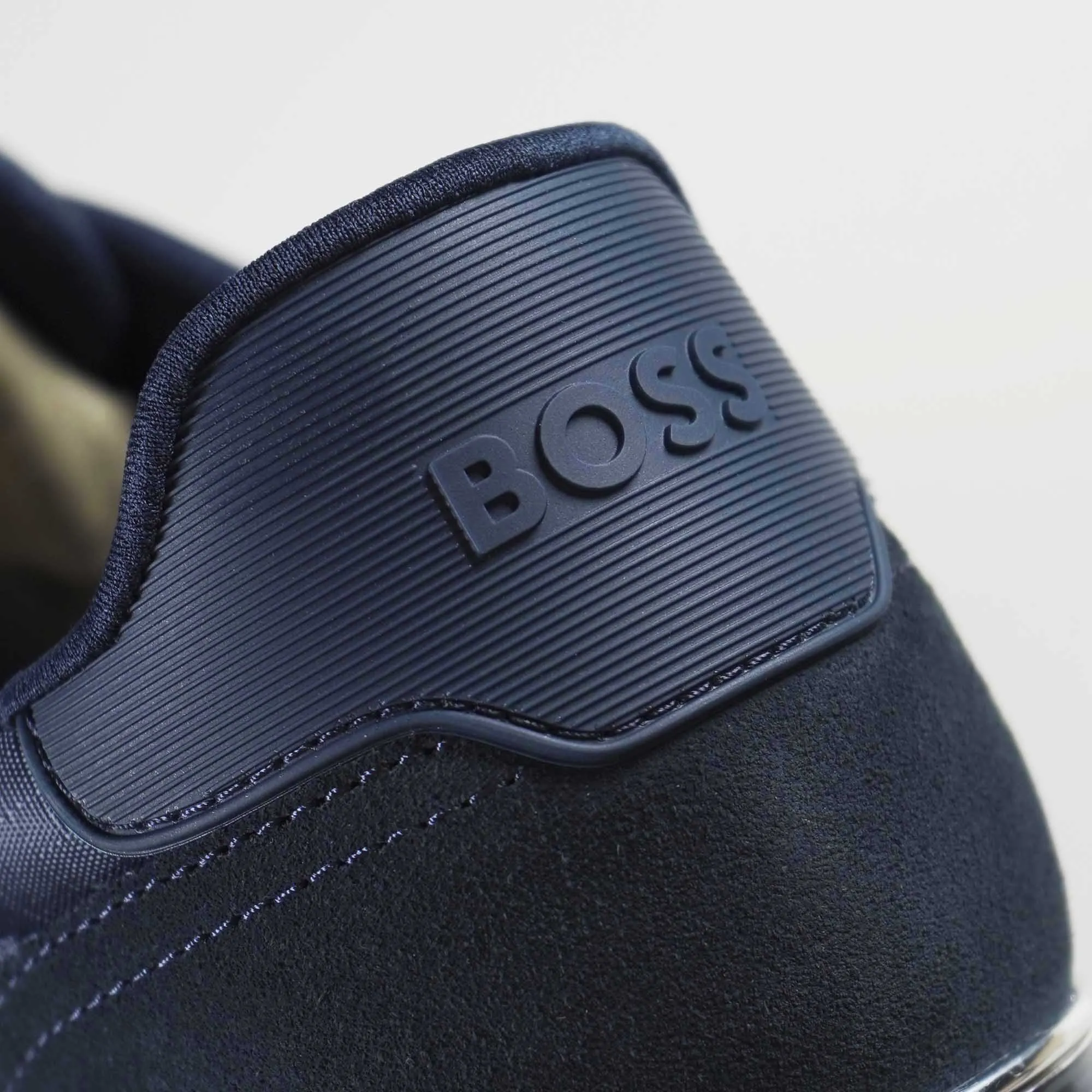 Boss Mix Material Lace-Up Trainers with Suede Trims - Blue