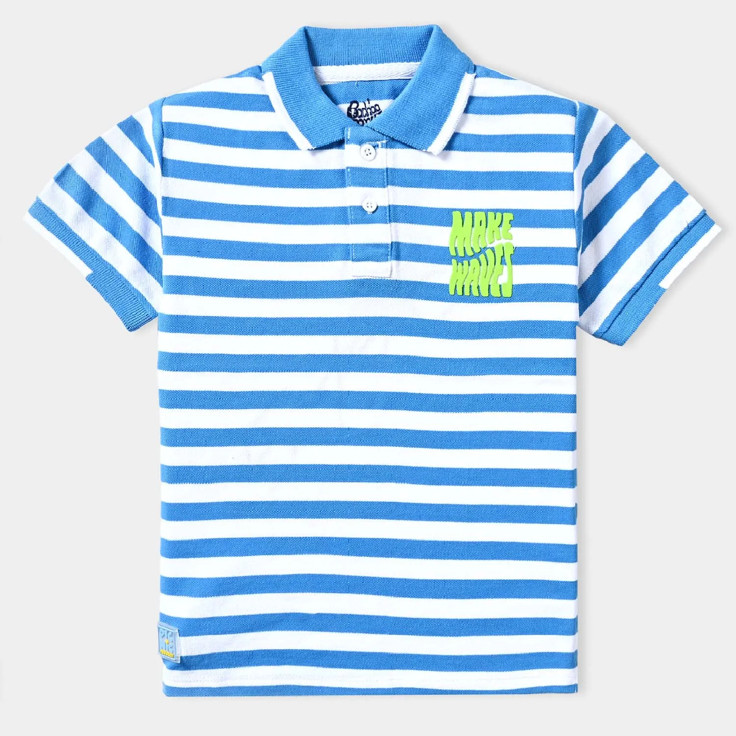 Boys Cotton PK Polo Make Waves-B.B/White