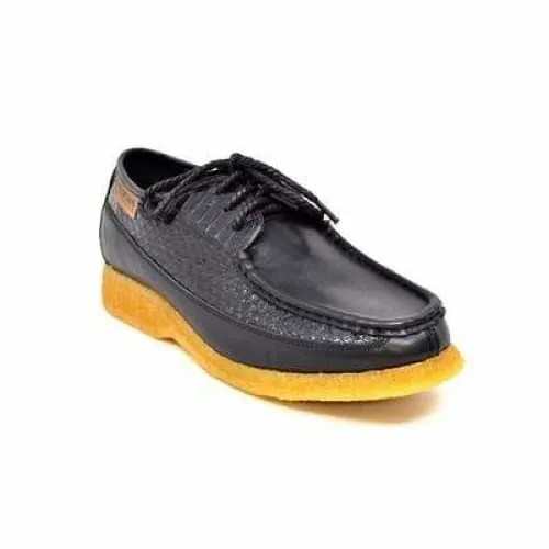 British Walkers Crown Men's Black Snake Leather Crepe Sole Oxfords