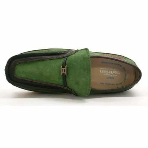 British Walkers Power Men's Green and Brown Leather Crepe Sole Slip Ons