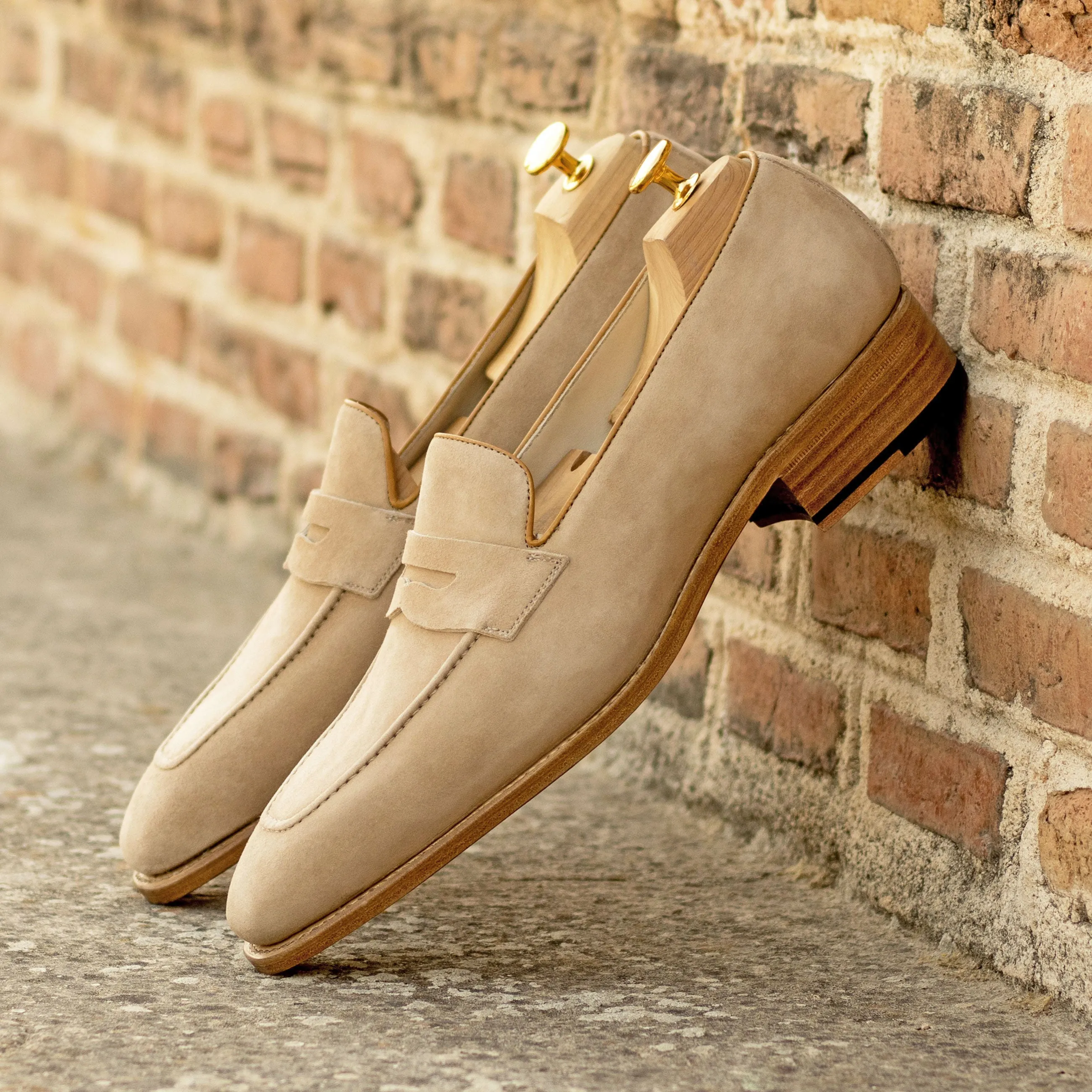 Camel Suede Penny Loafers