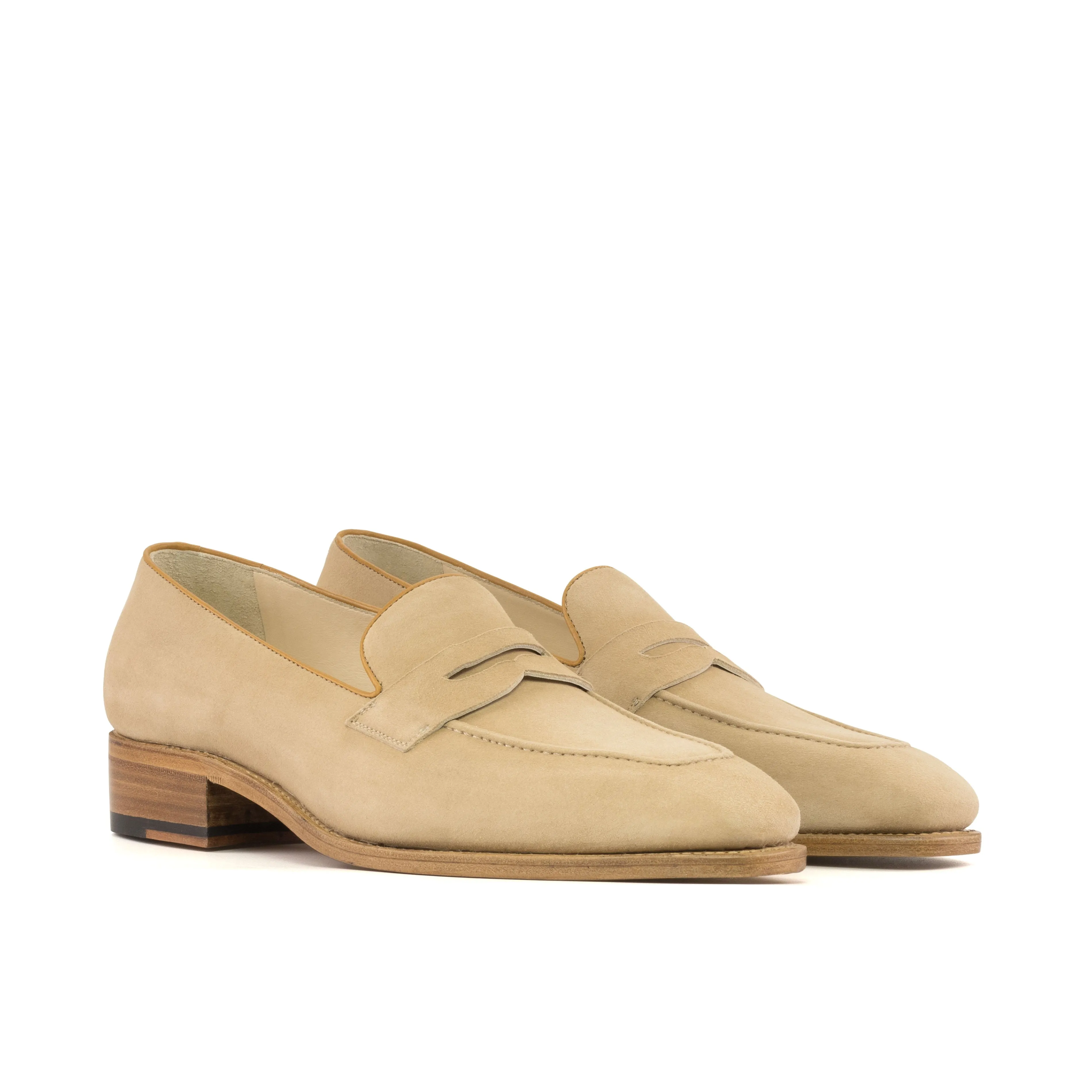 Camel Suede Penny Loafers