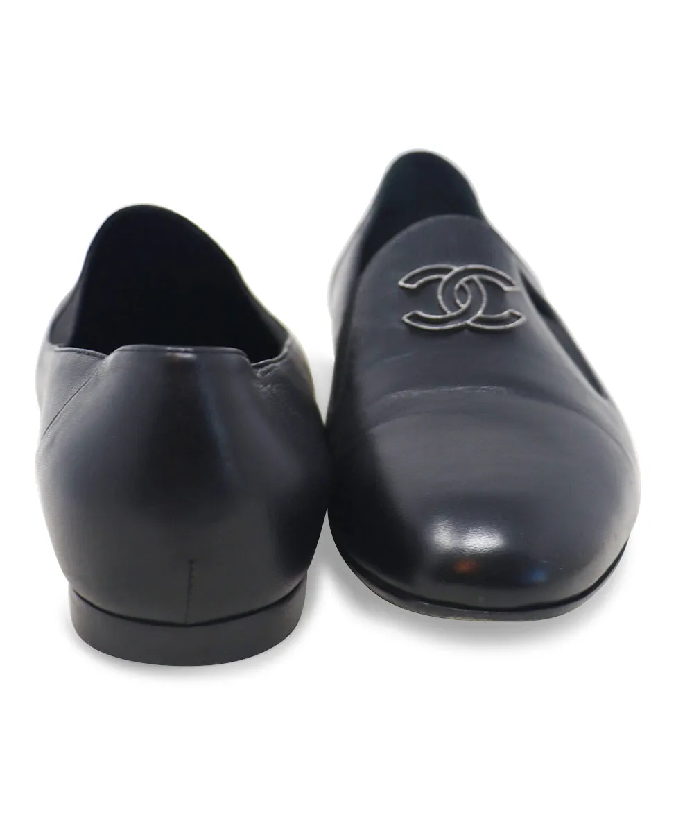 Chanel Black Leather Loafers sz 10