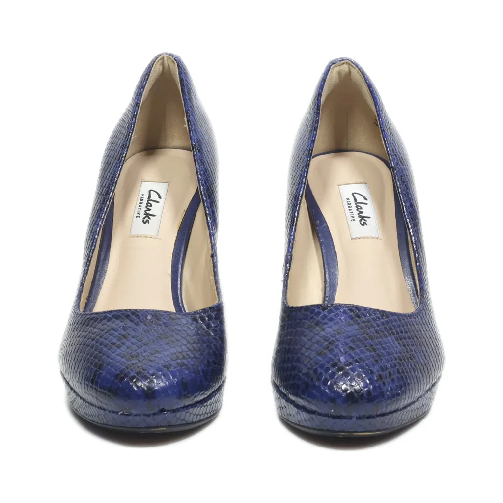 Clarks High-Heel Shoes Leather Blue Colour For Women