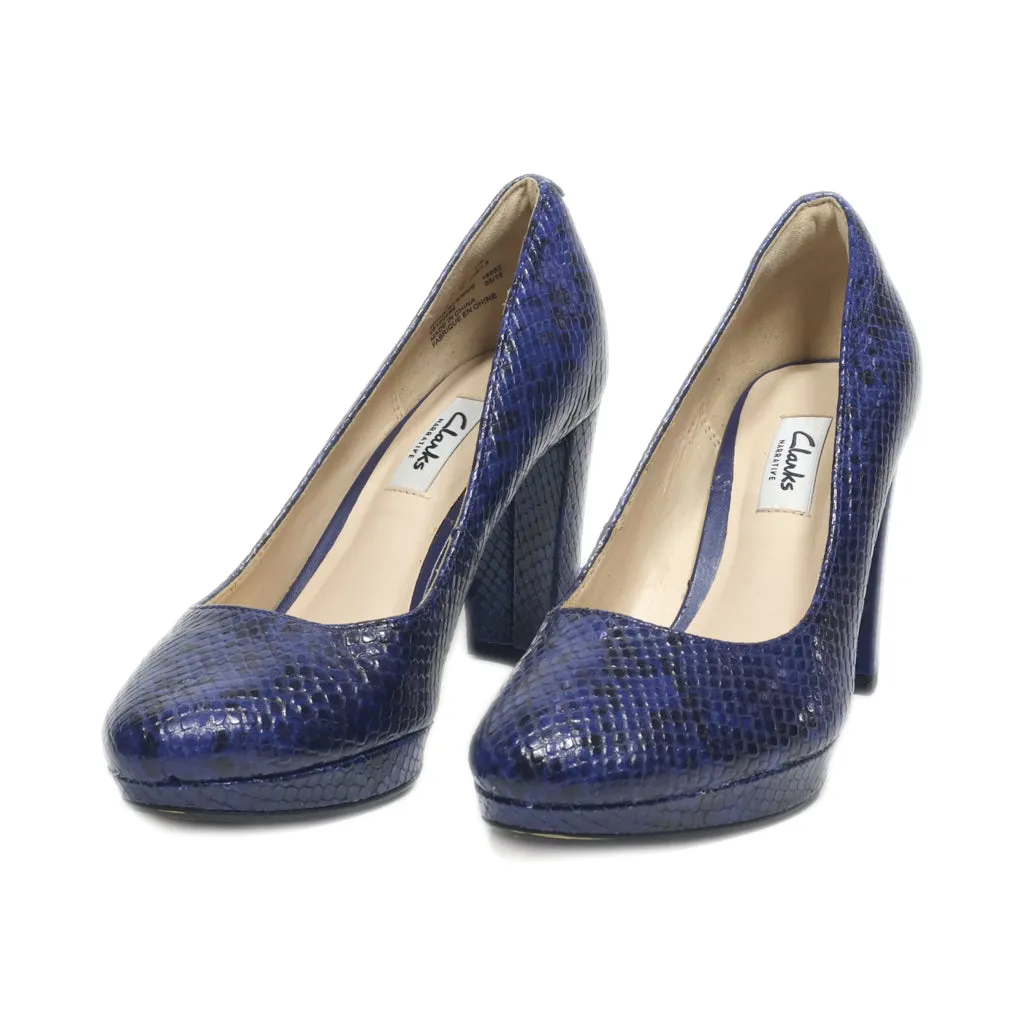 Clarks High-Heel Shoes Leather Blue Colour For Women