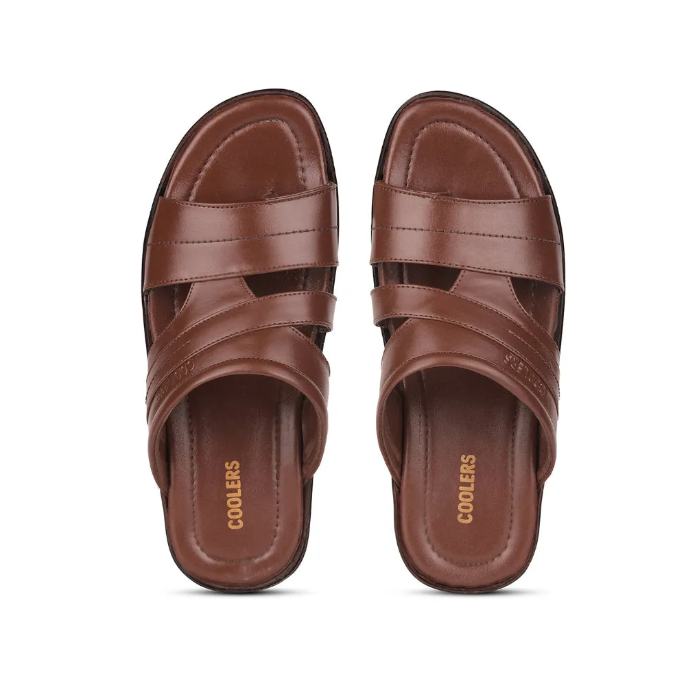 Coolers Casual Tan Toe Ring Slippers For Men COOL99-92 By Liberty