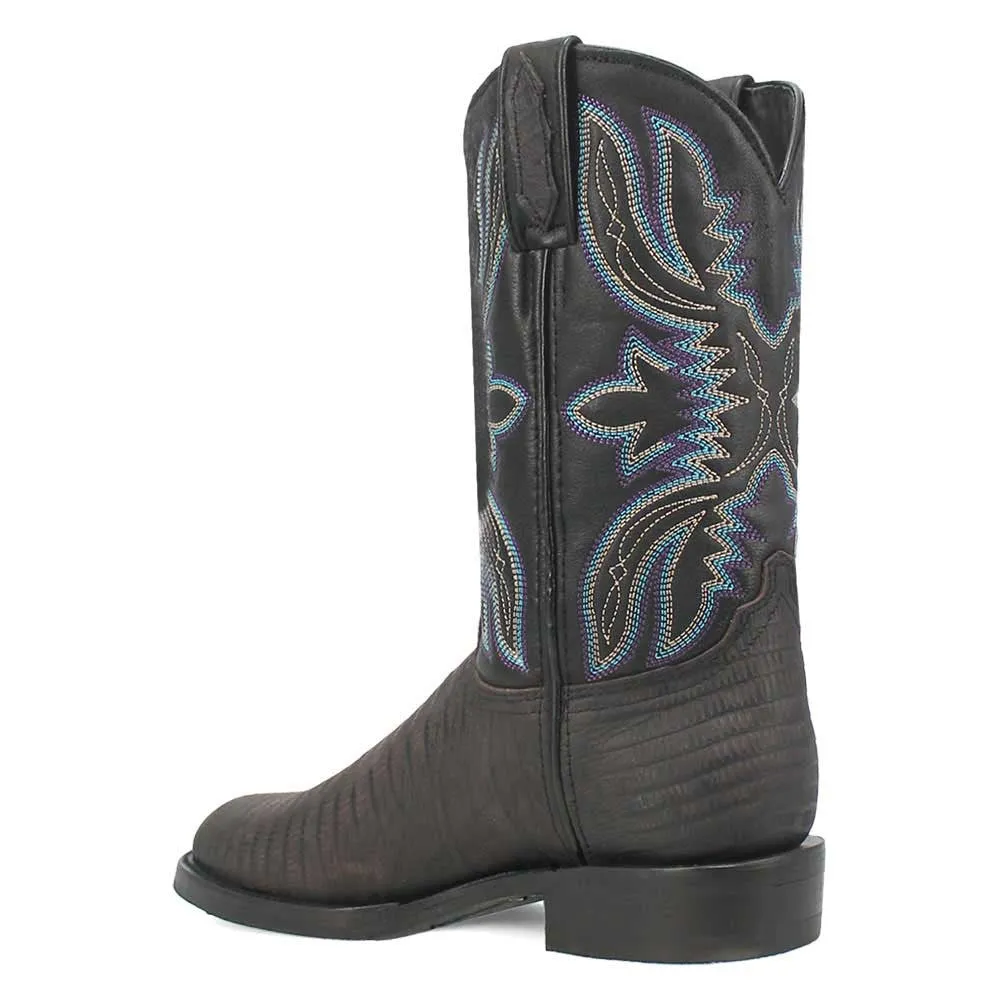 Dingo's Saw Buck Black Lizard Print Leather Boots