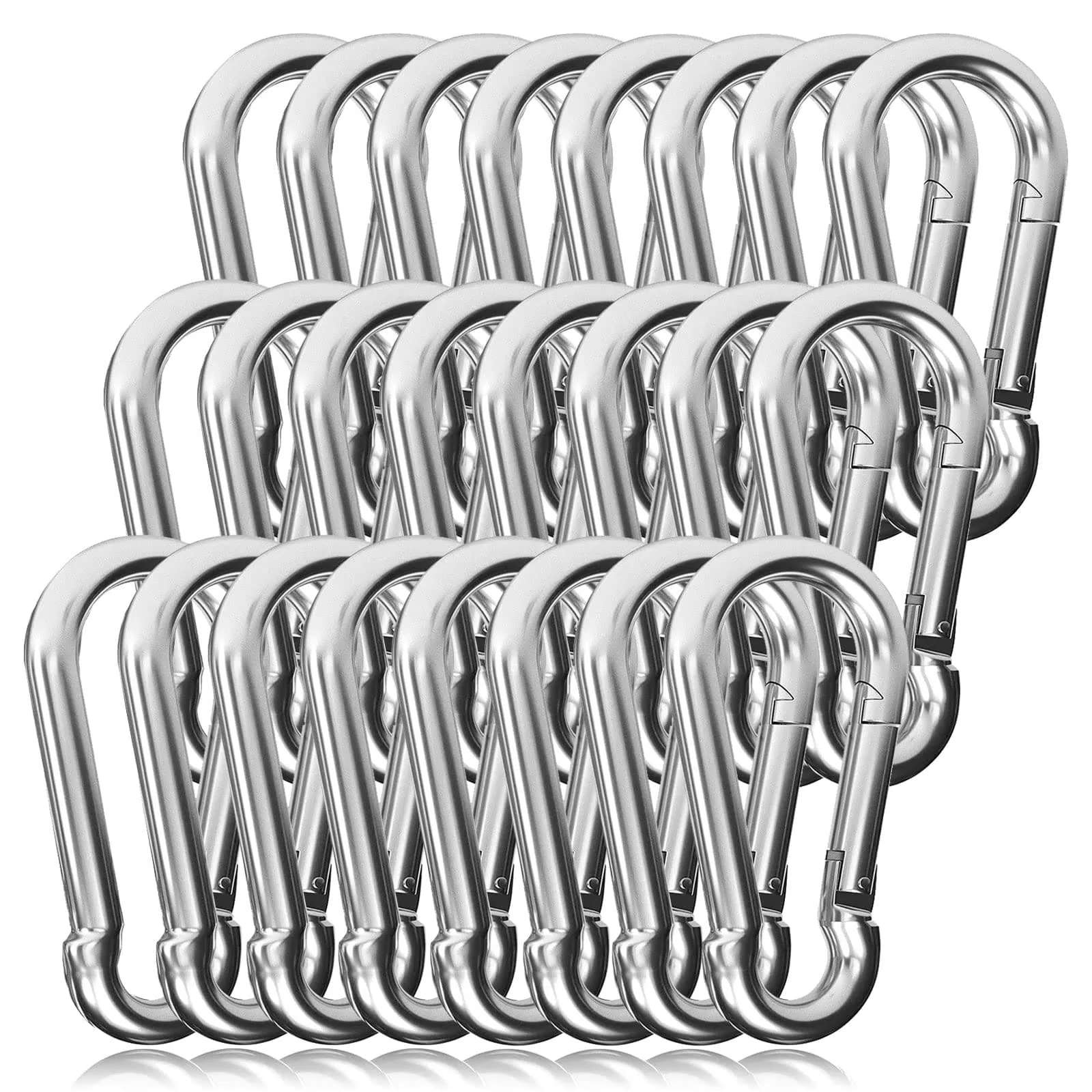 EPHECH 60PCS 3" Heavy Duty Spring Snap Hook, M8 5/16" Galvanized Steel Snap Hook Carabiner Quick Link Carabiner Clip, 500LBS Holding Capacity Quick Link Keychain for Swing Hammock Gym Outdoor