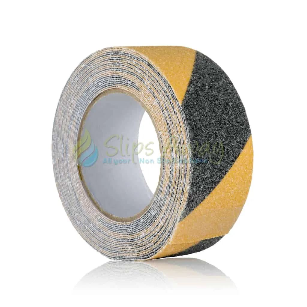 Hazard Tape Yellow & Black 80 Grit Texture - 2" x 5 meters