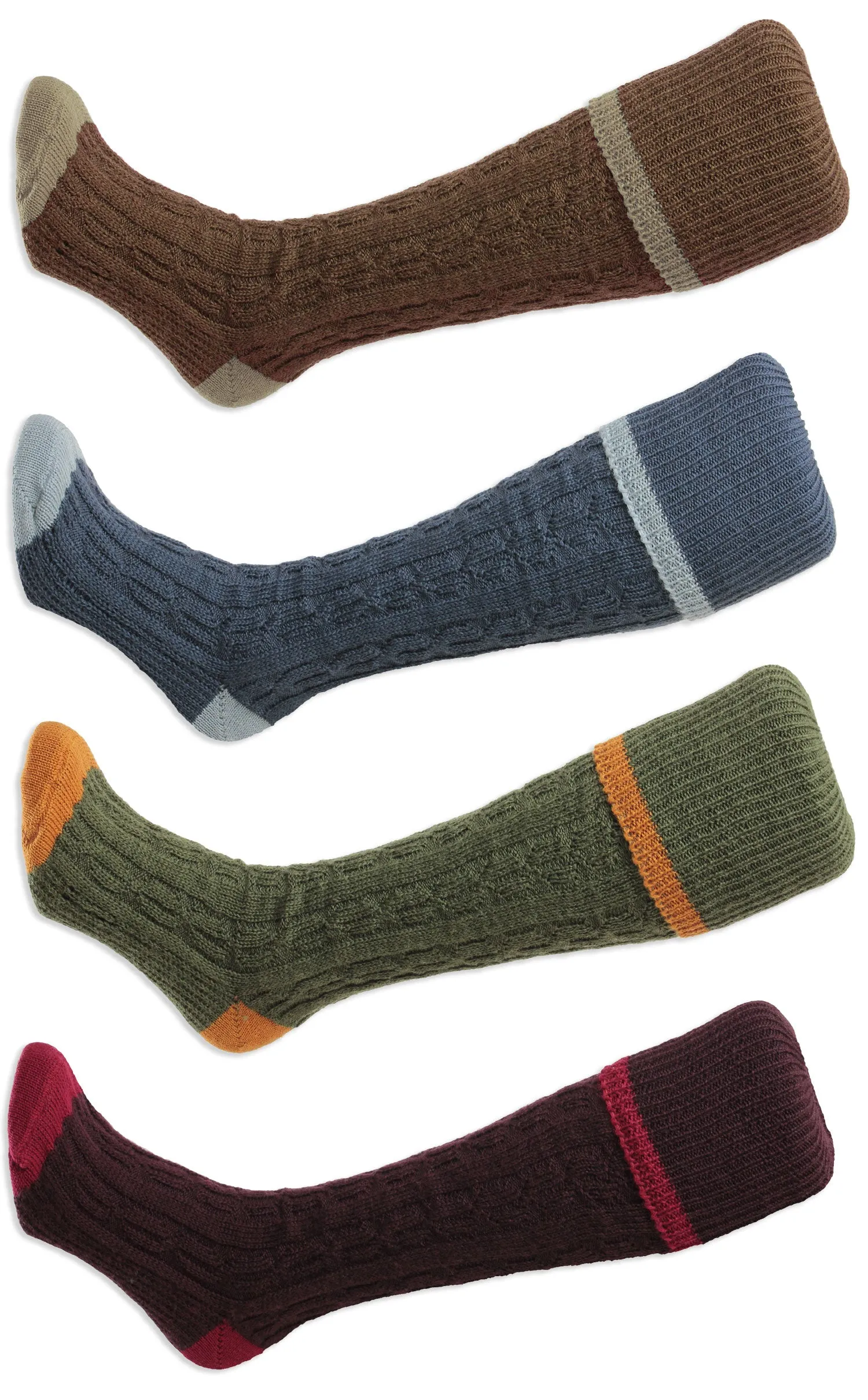 HJ Hall Cushion Foot Long Sock | Cable Stripe