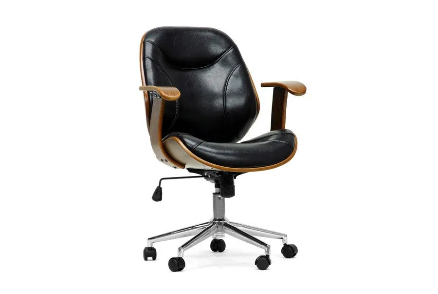 Home Office Rathburn Walnut and Black Modern Office Chair