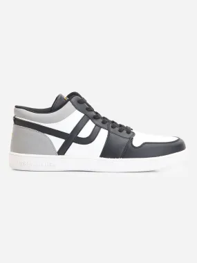 Men's White Black Lace Up Mid Ankle Sneaker (ID3071)