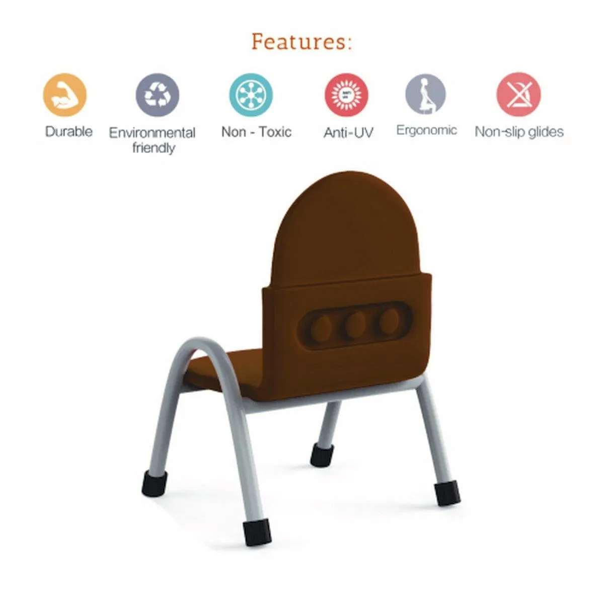 Ok Play Robo Chair, Study Chair, Sturdy And Durable Chair, Plastic Chair, Perfect For Home, Creches And School, Brown, 5 to 10 Years, Height 14 Inches