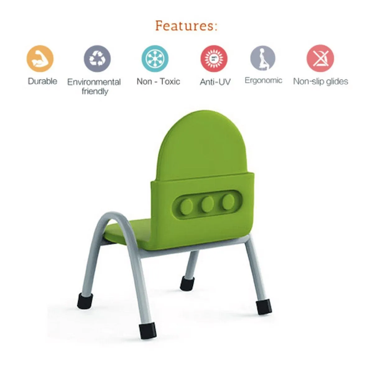 Ok Play Robo Chair, Study Chair, Sturdy And Durable Chair, Plastic Chair, Perfect For Home, Creches And School, Green, 2 to 4 Years, Height 8 Inches