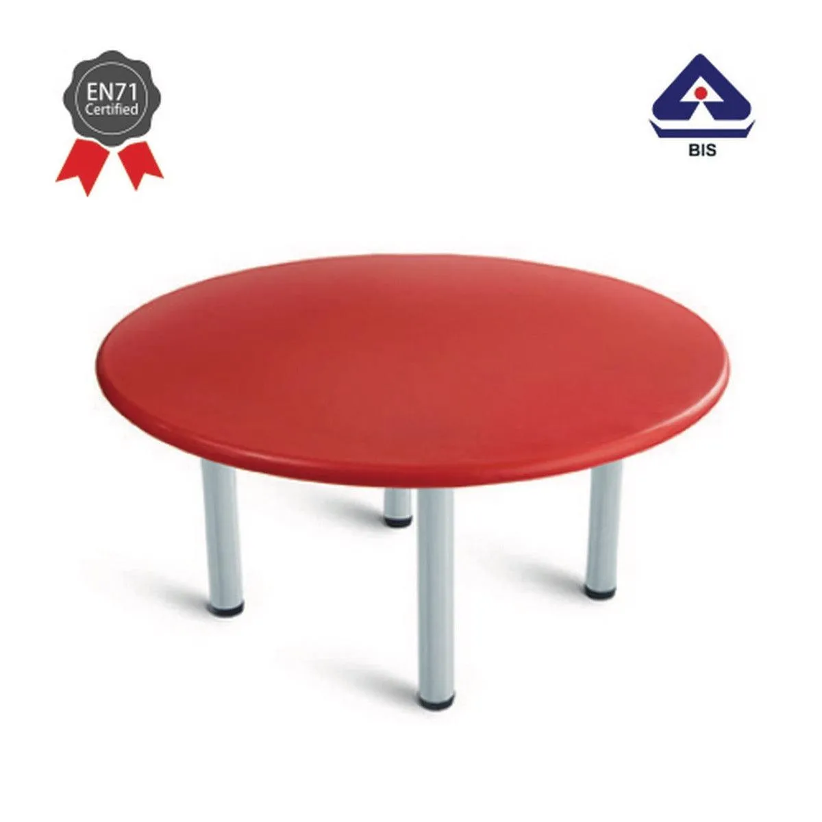 Ok Play Round Table For Kids, Round And Smooth Edges For The Safety, Perfect For Home And School, Red, 2 to 4 Years