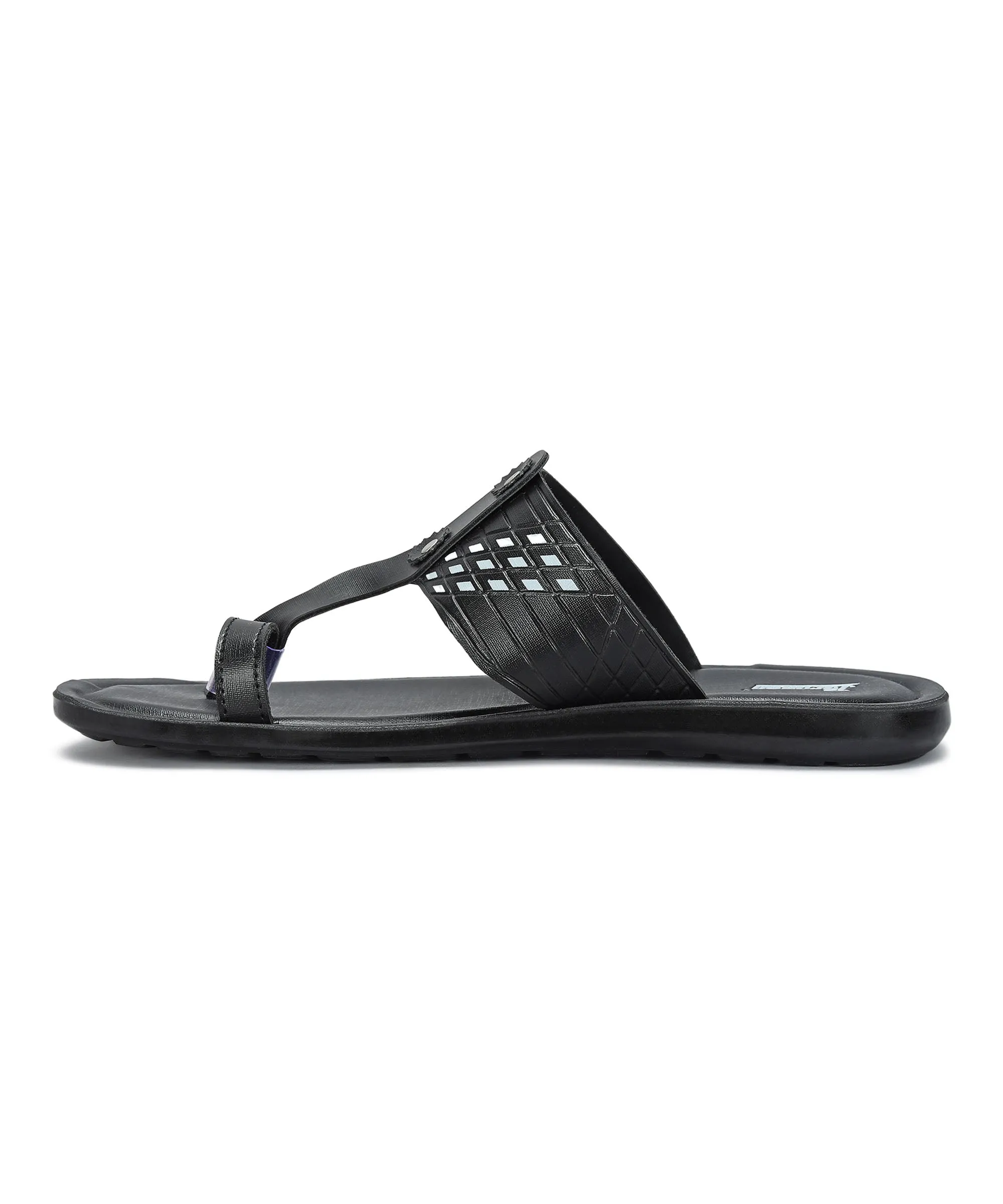 Paragon Men's Slip-on Black Sandals for Men | Comfortable Sole & Durable