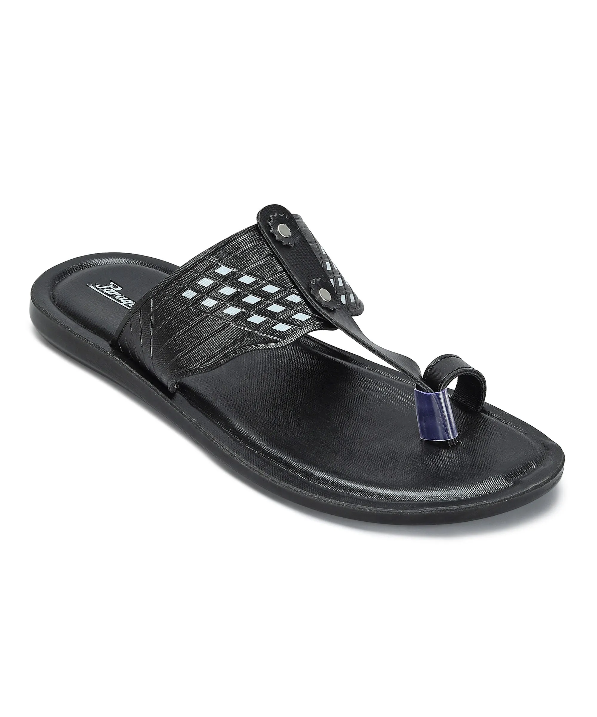 Paragon Men's Slip-on Black Sandals for Men | Comfortable Sole & Durable