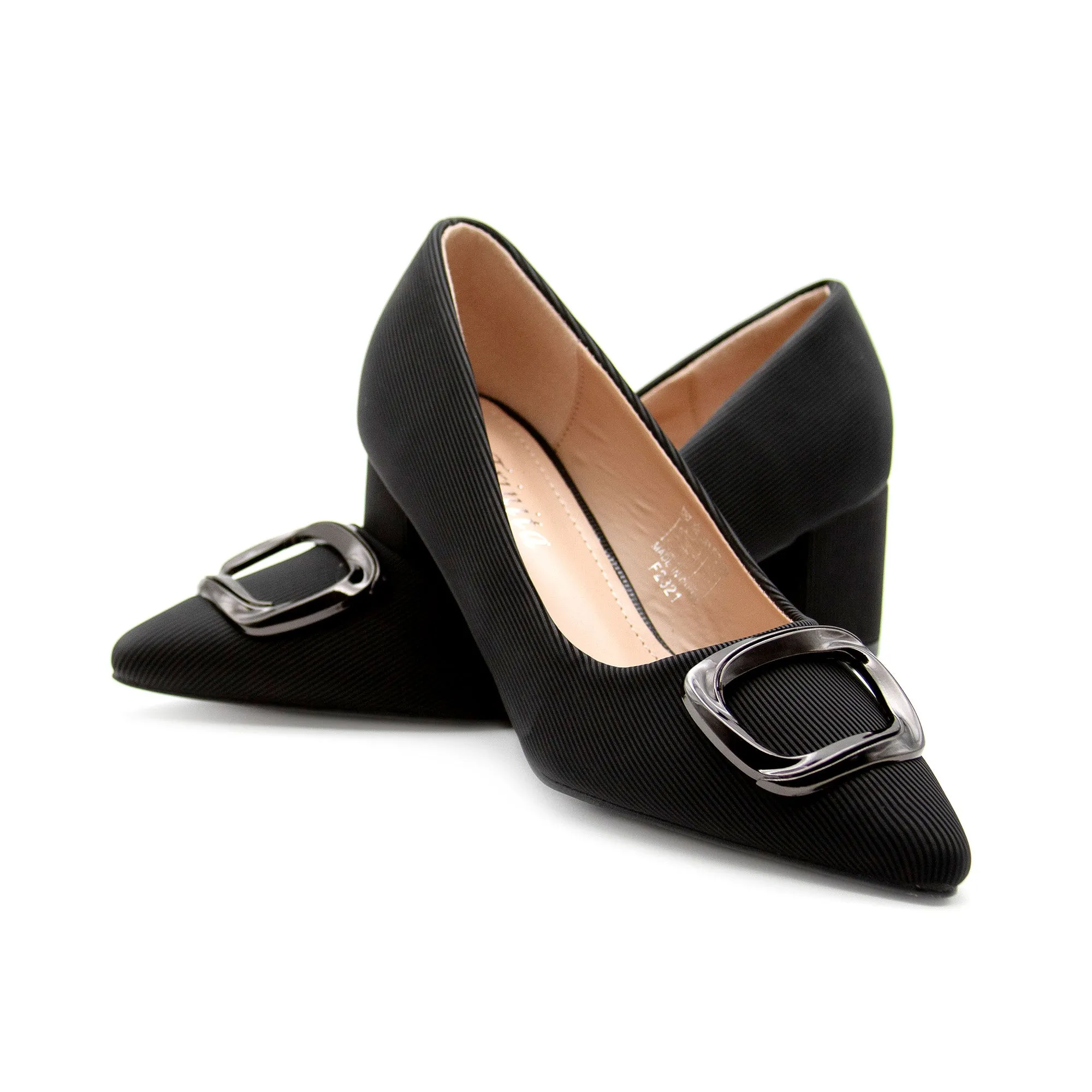 Pumps Square Buckle Office High Heels Pointed Toe Shoes.