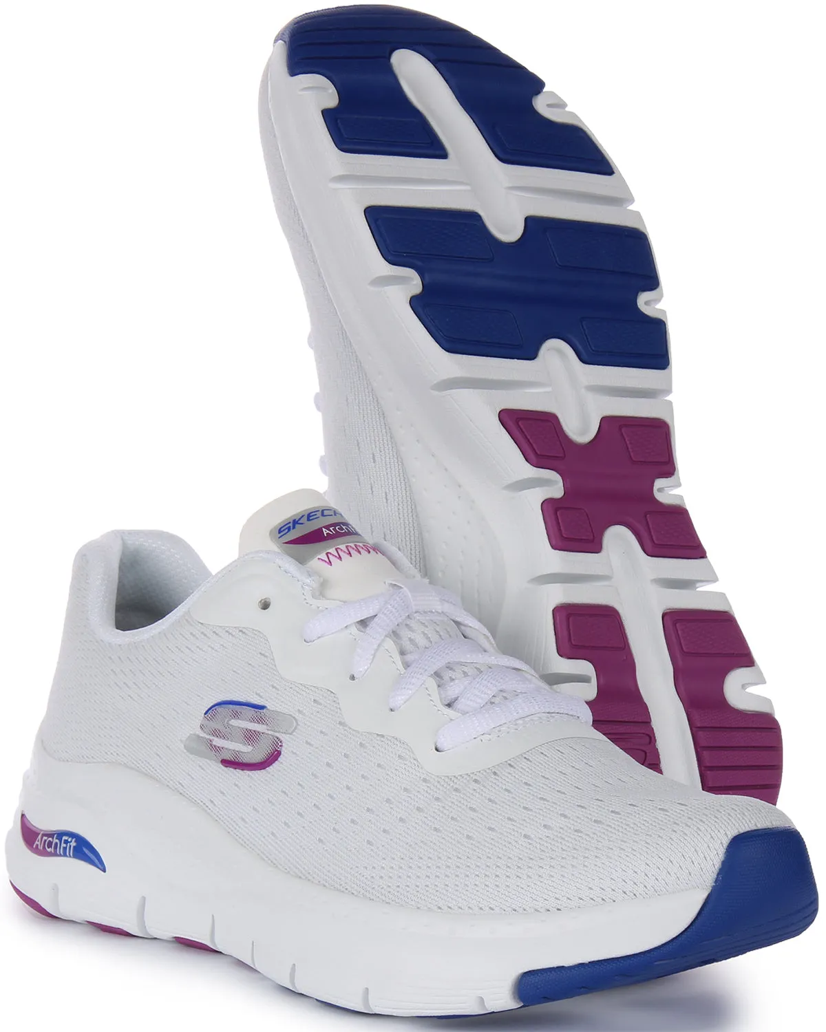 Skechers Arch Fit fit In White Blue For Women