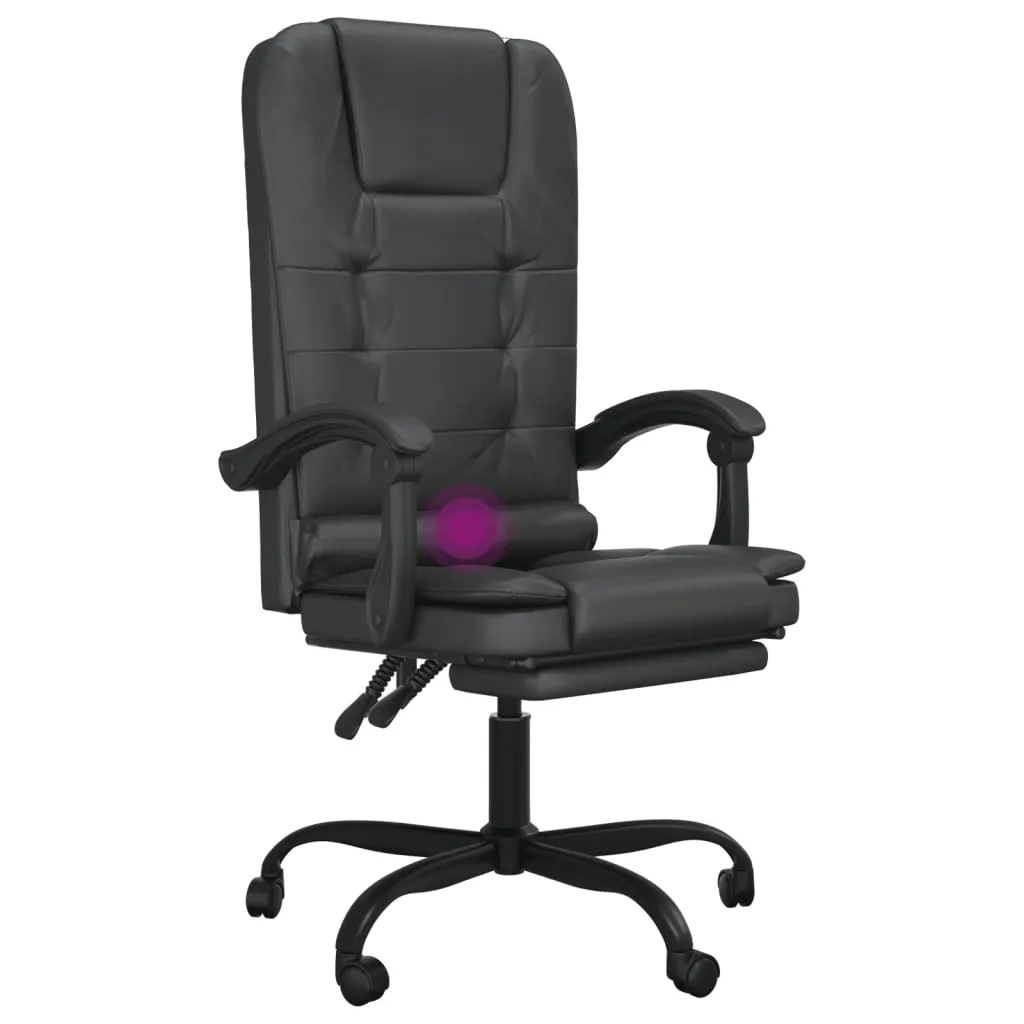 vidaXL Massage Reclining Office Chair Black Faux Leather – Comfortable & Stylish