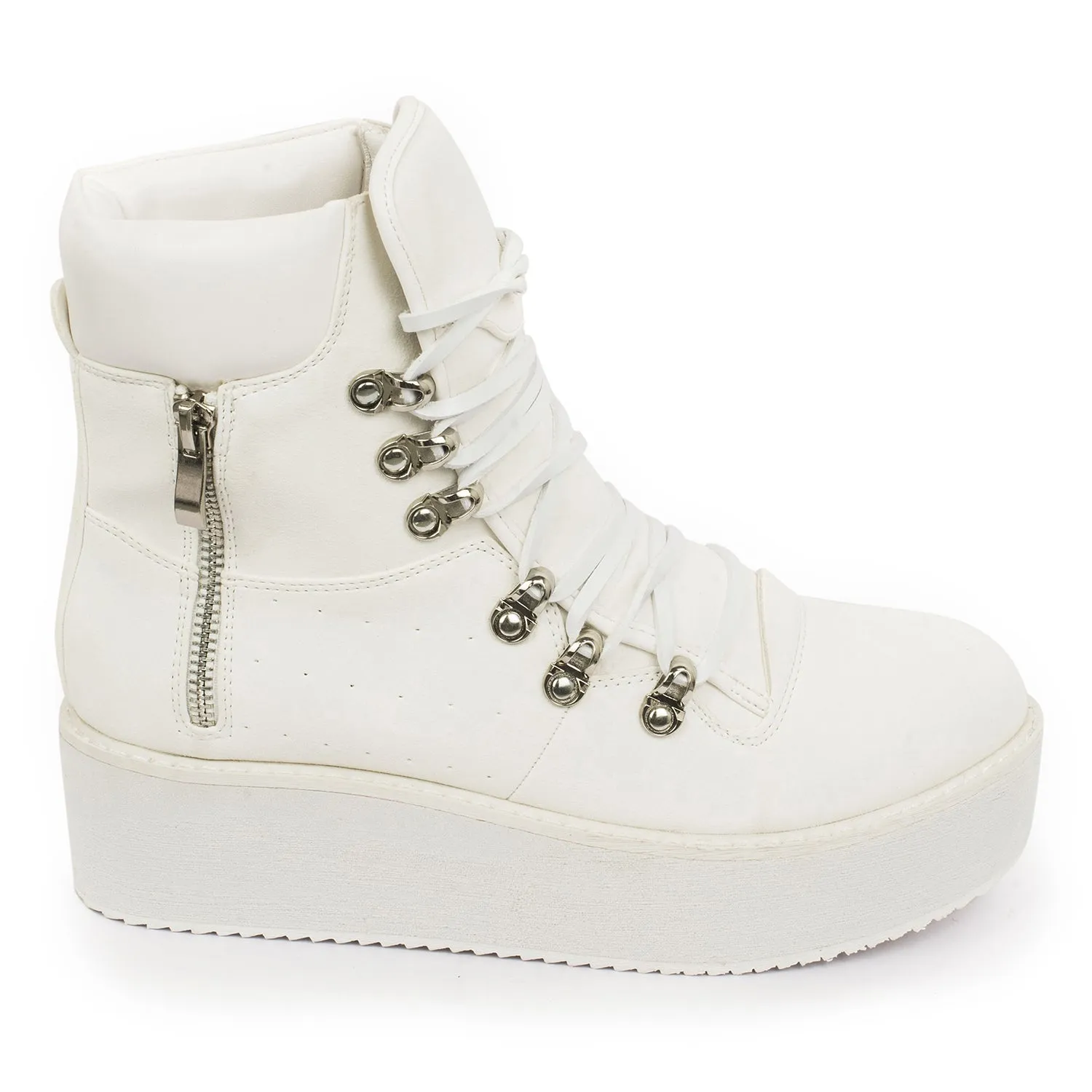 White Lace Up High Tops