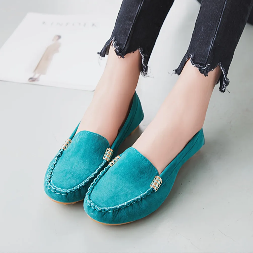 Women's Solid Color Flat Shoes, Casual Slip On Plain Toe Shoes, Lightweight & Comfortable Shoes